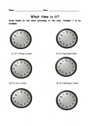 English worksheet: What time is it?