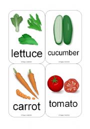 Fruit / Vegetable Flashcards (Common Vegetables et al.) (16 Cards)