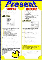 English Worksheet: PRESENT SIMPLE - CONTINUOUS