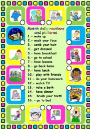 English Worksheet: Daily routines. Editable