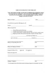 English Worksheet: Employee Request for Time Off