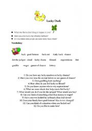 English worksheet: Lucky Duck