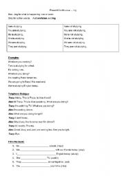 English worksheet: present continuous