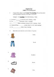 English Worksheet: clothes quiz