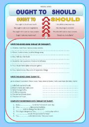 English Worksheet: Modal verbs - SHOULD / OUGHT TO
