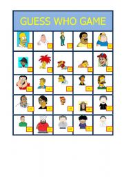 English Worksheet: famous guess who game