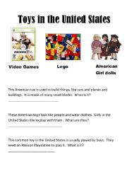 English worksheet: Toys in the United States