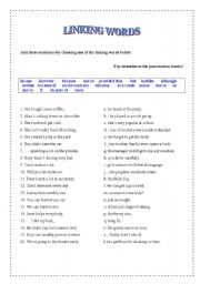 English Worksheet: Linking words