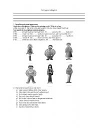 English worksheet: Test paper in appearance 