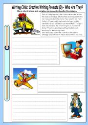 English Worksheet: Writing Clinic: Creative Writing Prompts (0) - Who Are They?