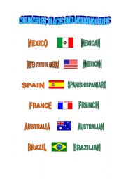 English worksheet: COUNTRIES, FLAGS AND NATIONALITIES