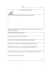 English worksheet: narrative personal experience organizer