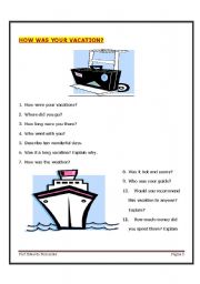 English worksheet: HOW WAS YOUR VACATION?