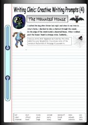 writing clinic creative writing prompts 4 the haunted house esl worksheet by philipr