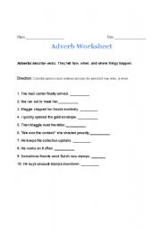 English worksheet: ADVERBS & its TYPES