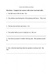 English Worksheet: Suffix Practice