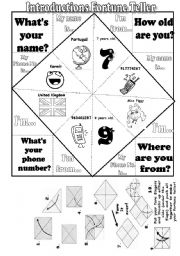 Introductions Fortune Teller- Fully Editable