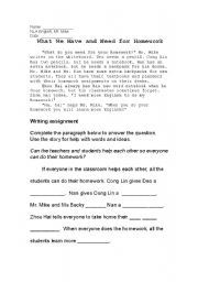 English Worksheet: Classroom Objects Cloze, practice