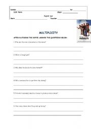 Worksheet on the movie Multiplicity