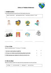 English Worksheet: Effects of Pollution