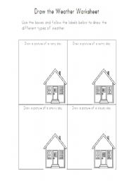 English Worksheet: DRAW THE WEATHER