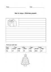 English Worksheet: How to wrap a Christmas present