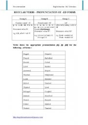 English Worksheet: Pronunciation of  regular verbs in the past