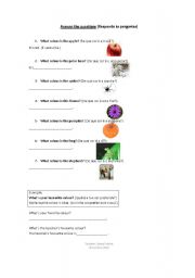 English worksheet: The colours