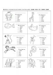 English Worksheet: the animals and their actions 