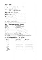 English Worksheet: worksheet for comparatives