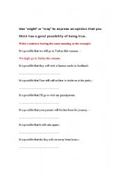 English worksheet: Might & Might not