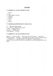 English worksheet: The Article