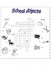 School objects crossword - ESL worksheet by gigiyaccu