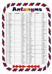 Antonyms (Editable with Answers)