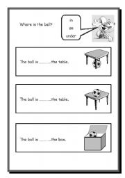 English Exercises: where is the ball?