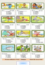 PRESENT CONTINUOUS/ Multiple - ESL worksheet by jhansi