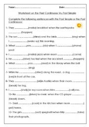 English Worksheet: Past Simple vs Past Continuous