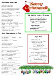 English Worksheet: Christmas carols fill in the blanks
