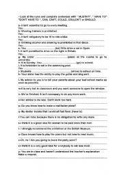 English Worksheet: MODAL VERBS IN SITUATIONS