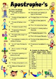 Exercises On Apostrophe S Editable With Key Esl Worksheet By Vikral