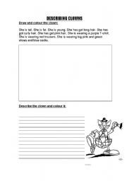 English worksheet: Describing Clowns