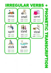 Set7: Irregular verbs cards + phonetic transcription