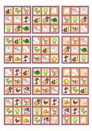 BINGO PETS AND FARM ANIMALS (24 cards and blanks to choose)