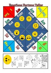 Emotions Fortune Teller+ VERB TO BE+ B&W version- Fully Editable