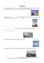 English Worksheet: London - prepositions of place