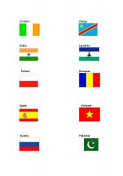 English worksheet: flags of different countries