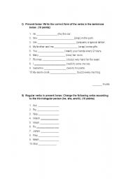 English worksheet: Present tense regular verbs