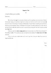 English worksheet: Letter to Kevin
