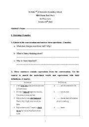 English worksheet: 3rd Level control test