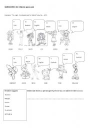 English Worksheet: Introduce yourself name, age, sex, nationality. Game:Guess who I am.